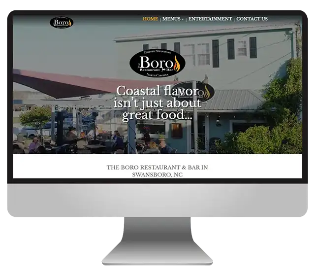 Website design sample from The Boro Restaurant & Bar in Swansboro, NC