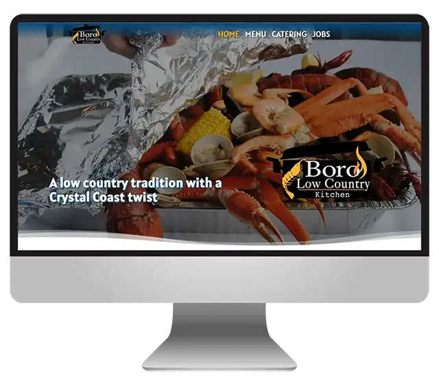 Web design sample from The Boro Low Country Kitchen in Swansboro, NC